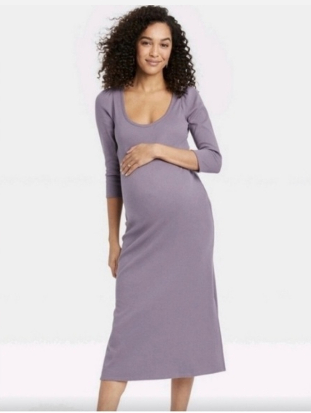 NWT Hatch Scoop Neck Lavender Maternity Midi Dress Size Small Summer Comfortable